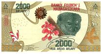 Madagascar 2000 Ariary - Lemur - Orchid  - Serial E40