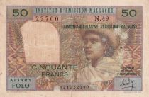 Madagascar 50 Francs - Woman and Hat - ND (1969) - Serial N.49 - P.61