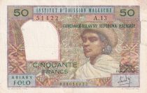 Madagascar 50 Francs - Woman and Hat - ND (1969) - Serial P.9 - P.61