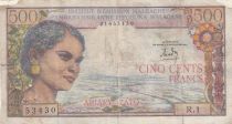 Madagascar 500 Francs - Woman - landscape - Serial R.1 - ND (1966)