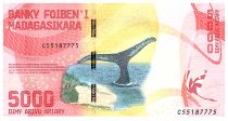 Madagascar 5000 Ariary - Waterfall - Whale  - Serial C55