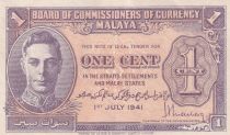 Malaya 1 Cent 1941 George VI, uniface