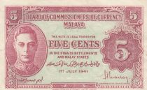 Malaya 5 Cents - George VI - 1941 - TTB - P.7b