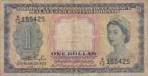 Malaya and British Borneo 1 Dollar - Elisabeth II - Arms - Serial A/12 - 1953