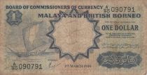 Malaya et Bornéo 1 Dollar - Voilier - Pêcheurs - Série A/90 - 1959