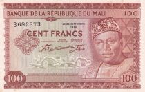 Mali 100 Francs - Pres. M. Keita - Tractors - Canoes - 22/09/1960 - Serial B