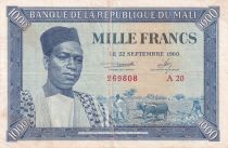 Mali 100 Francs - Pres. Modibo Keita - Farmers ploughing - 1960 - Serial A 20