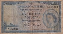 Mauritius 5 Rupees Elizabeth II - 1954 - Serial A