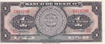 Mexico 1 Peso -  Aztec calendar - Monument - 1970 - Serial BIN - P.UNC - P.59f