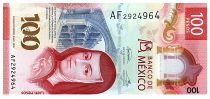 Mexico 100 Pesos, Juana de Asbaje - Butterfly - Polymer - 2020