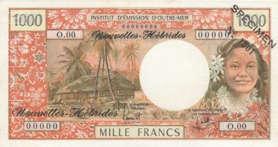 Banknote New Hebrides 1000 Francs - ND 1975 - Specimen - P.20