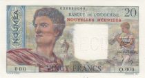 New Hebrides 20 Francs Young farmer 1945 - Specimen - P.8as