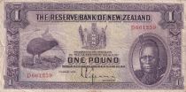 New Zealand 1 Pound - Chief Maori - Kiwi - 1934 - Serial D