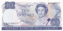 New Zealand 10 Dollars - Elizabeth II - Nestor Kea - ND (1985-1989) - Serial NJR - small number