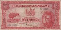 New Zealand 10 Shillings - Chief Maori - Kiwi - 1934 - Serial 5Z