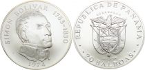 Panama 20 Balboas Simon Bolivar - Argent 1974