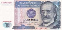 Peru 10 Intis - Ricardo Palma - Agriculture - 1985 - Serial A-A - P.129