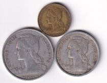 Réunion Set of 3 coins Marian - 2, 5 and 10 Francs - 1948-1955