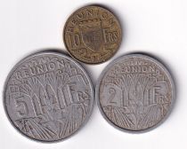 Réunion Set of 3 coins Marian - 2, 5 and 10 Francs - 1948-1955