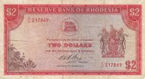 Rhodésie 2 Dollars  - Arms - Victoria - 1974