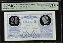 Romania 20 Lei - Romania - Banca Nationala \ Commemorative\  - 2021 - PMG 70 EPQ - Low Serial Number