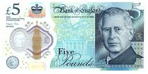 Royaume-Uni 5 Pounds - Charles III - Sir Winston Churchill - Palais de Westminster - Polymer - 2023 (2024)