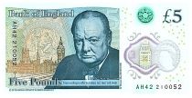 Royaume-Uni 5 Pounds Elisabeth II - Winston Churchill - 2015 Polymer - Neuf