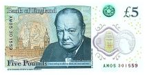 Royaume-Uni 5 Pounds Elisabeth II - Winston Churchill - 2016 Polymer - Série AM05