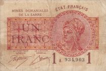 Saar 1 Franc - National Mines of Sarre - Type 1920 - Serial A - P.2