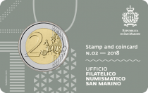 Saint-Marin Coincard n°02 + Timbre - 2 Euros 2018