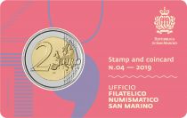 Saint-Marin Coincard n°04 + Timbre - 2 Euros 2019