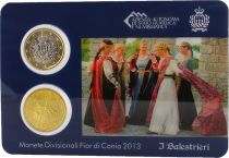 San Marino Miniset 2 coins 2013 - I Balestrieri - FDC in blister pack