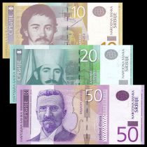 Serbia Set of 3 banknotes 10 to 50 Dinara - UNC