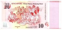 Singapore 10 Dollars, E.Y. bin Ishak - 50 years of Nation-Building - - Strong Families - Polymer - 2015