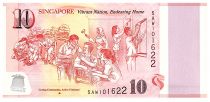 Singapore 10 Dollars, E.Y. bin Ishak - 50 years of Nation-Building - Caring Community - Polymer - 2015