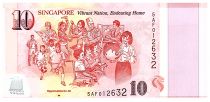 Singapore 10 Dollars, E.Y. bin Ishak - 50 years of Nation-Building - Opportunities - Polymer - 2015