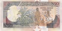 Somalia 50 N. Shillings - Men working loom - Children and donkey - 1991 - Serial BJ