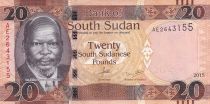 South Sudan 20 Pounds, Dr John Garang de Mabior - Antelopes - 2015