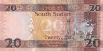 South Sudan 20 Pounds, Dr John Garang de Mabior - Antelopes - 2015