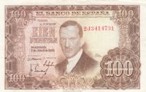 Spain 100 Pesetas - J.R. de Torres - 07-04-1953 - Serial 2J