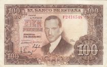 Spain 100 Pesetas - J.R. de Torres - 07-04-1953 - Serial F2