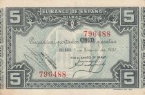 Spain 5 Pesetas - Por el banco de Bilbao -1937 - P.S561