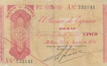 Spain 5 Pesetas - Por el banco de Vizcaya - 1936 - P.S551b-g