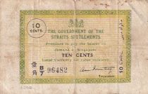 Straits Settlements 10 Cents Green and yellow - 1920