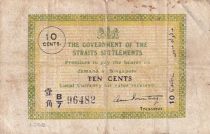 Straits Settlements 10 Cents Vert et jaune - 1920