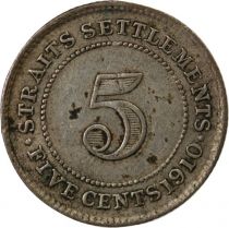 Straits Settlements Straits Settlements, Edouard VII - 5 Cents Argent 1910