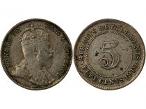 Straits Settlements Straits Settlements, Edouard VII - 5 Cents Argent 1910