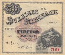 Suède 50 Kronor - Svea - Gustav Vasa - 1960 - Série X - P.47b