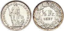 Suisse 1/2 Franc Helvetia - 1937 - B Bern - Argent