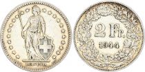 Suisse 2 Francs - Helvetia - 1944 - B Berne - Argent